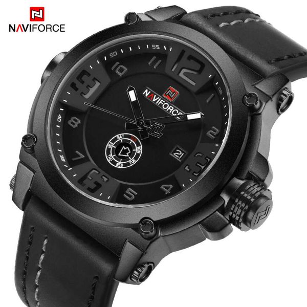 Naviforce Wristwatches Top Luxury Brand Men Sports Military Quartz Assista Man Data analógica relógio de couro Strapwatch Relogio Masculino 230307 Alta qualidade