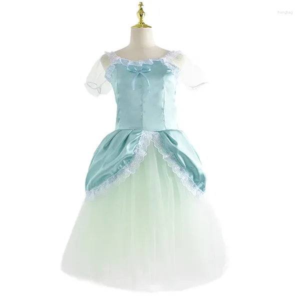 Sahne Giyim Yeşil Uzun Bale Tutu Kız Balerin Kostümleri Çocuk Çocuk Çocuk Yetişkin Elbise Kadın Kuğu Göl Kıyafetleri