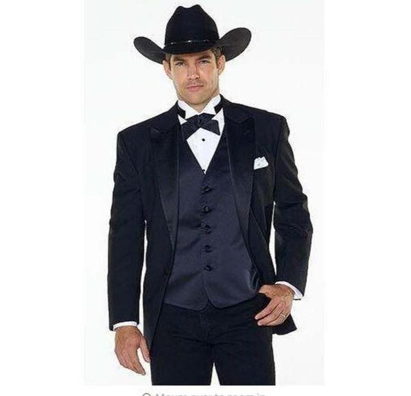 JAKCETPANTSVEST Notch lapela de cowboy ocidental masculino masculino preto noivo usa smoking smoking futes de casamento para homens ym4926354