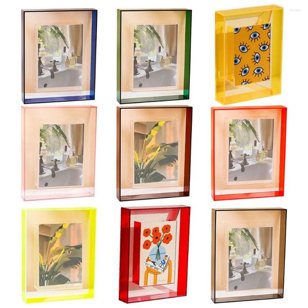 Quadros de 5 polegadas transparente PO Frame Decorativo Acrílico Pocard Picture Picture Flutuation Picture para exibição de galeria de mesa