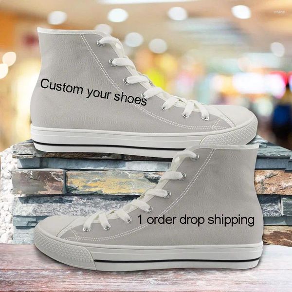 Sapatos casuais homdow imagem personalizada // text/nome tênis feminino de alto/baixo estilo ladies lona vulcanizada mulher clássica caminhar