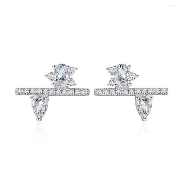 Brincos de garanhão Modelos de diamante de estilo de emenda irregular para mulheres S925 Pure Silver Minimalist e Nicho versátil