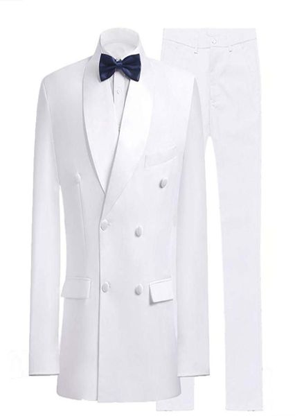 Men White Men Terne for Wedding Custom Double Double Bleod Handsome Mens Suits Groom Groom Tuxedos