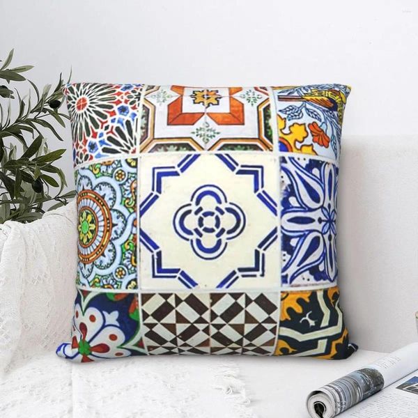 Cuscino colorato per piastrelle portoghese Case art per la sedia di divano domestica cusca per abbraccio decorativo