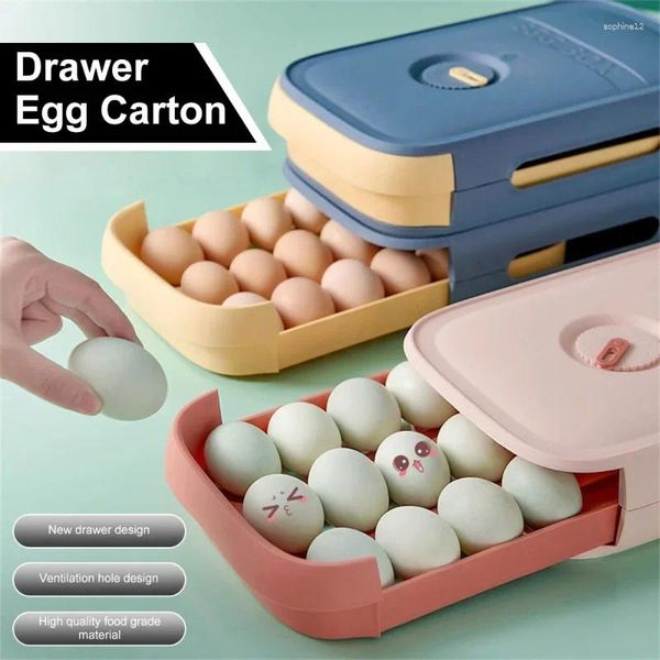 Bottiglie di stoccaggio uovo di grande capacità di cassetto in plastica vassoio con organizzatore di cucina per frigorifero.