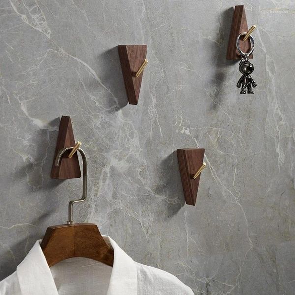 Haken BMDT-4pcs Schlüsselhalter Wand zum Aufhängen von Massivholzkleiderhaken kreativer Dreiecksformbag Kleiderbügel Room Dekoration