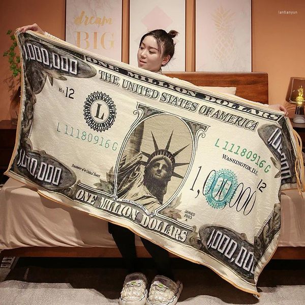 Cobertores Office Nap Blanket Creative Funny Sand esculpindo Million Dollar Money Air Conditioning para todas as estações