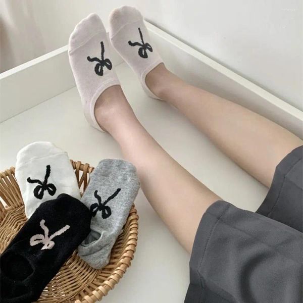 Mulheres meias preto/branco/cinza feminino de algodão chinelos de meia