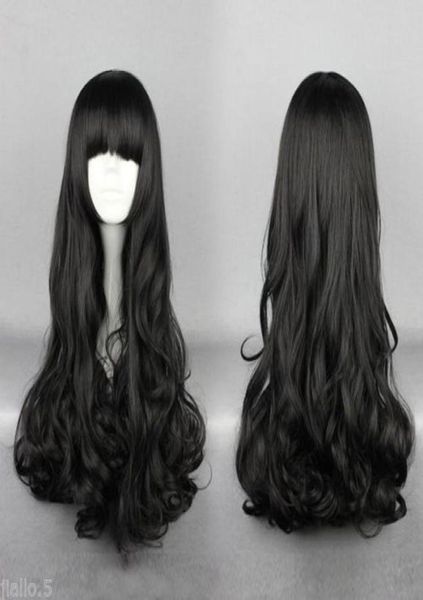 Nova qualidade de moda de alta qualidade Wig GTGOOD Qualidade de 80 cm de comprimento Curly Cosplay Rwby Blake Belladonna Black Cosplay Wi3716132