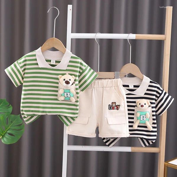 Kleidungsstücke Jungen Kleidung Sommer 2024 Kinder Baumwolle Polo T-Shirts kurze Hosen 2PCS-Trails für Baby Shorts Anzug Kinder Outfits 5 Jahr