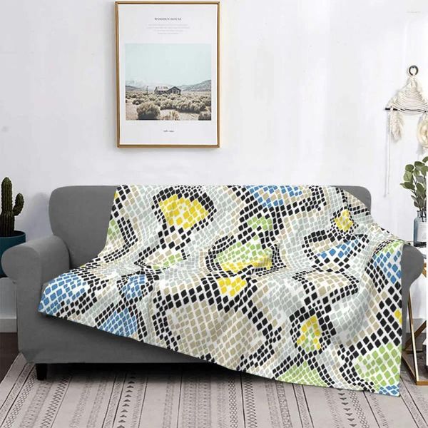 Decken Mode Schlangenhaut Decke Fleece Print 3D-Muster Harajuku Multifunktion Leichter Wurf für Bettschlafzimmer Quilt