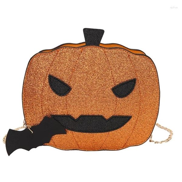 Umhängetaschen 066f Neuheit Clutch Bag Pu Leder Kürbis für Frauen Halloween Crossbody Geldbörse Fledermausanhänger Devil Messenger