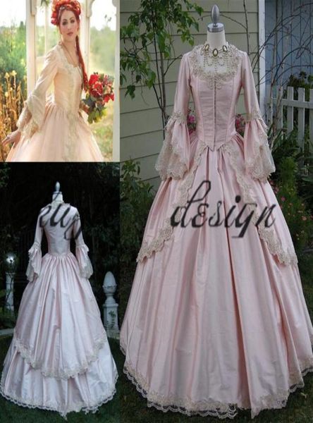 Pink Gothic Ball Gown Vintage 1920er Jahre Style Scoop in voller Länge Langarm -Prom -Kleider Custom Make Victorian Gothic Lolita Kleid bro9738973