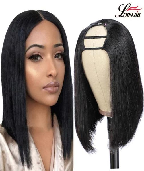 Прямая боба U Part Wig Human Hair 2x4 размер открытия 100 человек парик для волос Бразильский Реми Хель -волосы 150 Плотность 9675208