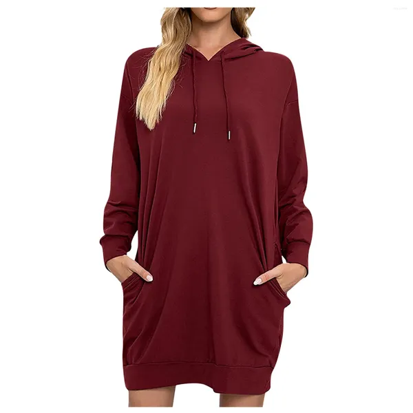 Partykleider Frauen lässig Fashion Lose Plus Size-Kapuze Soild Langarmbluse Kleid formelle Anlass Abend Y2K