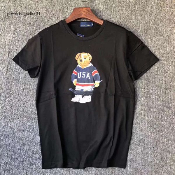 Designer de alta qualidade 100% algodão de manga curta casual solto engraçado camisetas frias com impressão de padrão de urso dos EUA 103