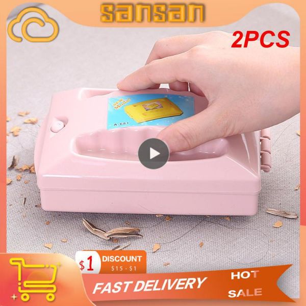 2PCS Carpet Floor Sweeper Cleaner Hand Push Automatic Broom for Home Office Carpet Rugs Dust Scraps Paper Cleaning with Brush