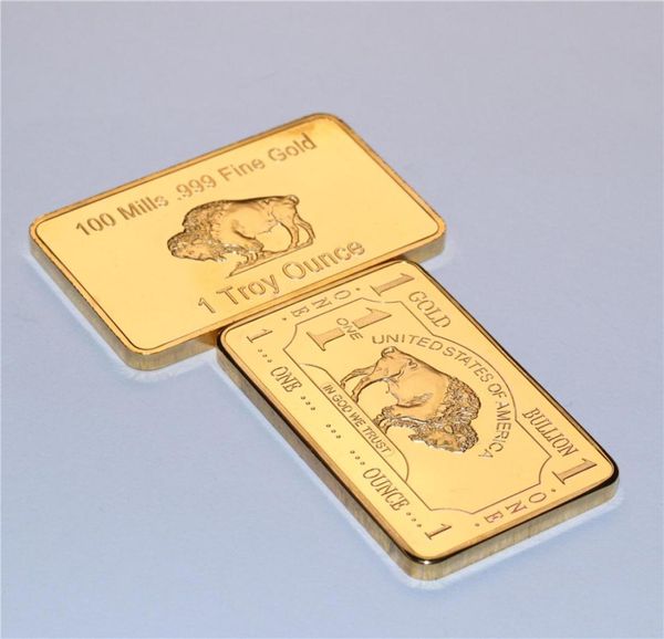 One Bullion 1 Troy Ounce Gold Bar 24K 9999 Gold plattierte gefälschte Stangen reine goldene Metallstangen Wert Coll8447135