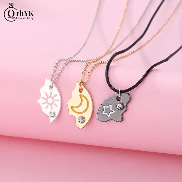 Colares pendentes 3pcs/conjunto Sun Moon Star Colar Friend Bff Amizade Casal Fashion Jewelry Gifts