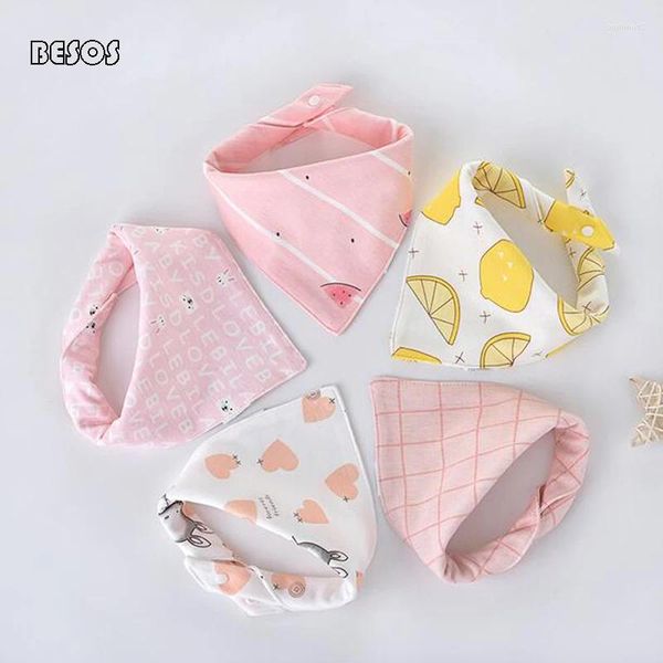 Havlu 5pc Tükürük Bebek Pamuk Bib Bahar Sonbahar Kış Born Türban Çocuk Eşarp Üçgen B0098m