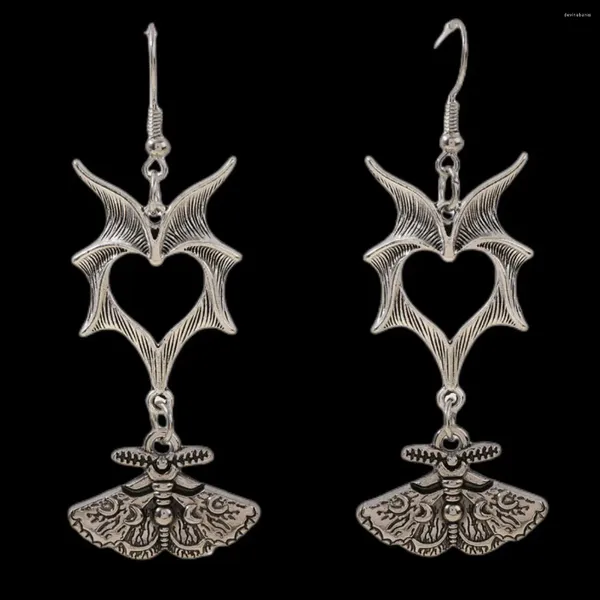 Orecchini penzolanti Vintage's Death's Head Hawk Moth Bat Heart Drop Earring Gothic