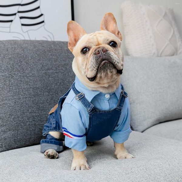 Köpek giyim gömlekleri kıyafetler denim tulumlar köpek jean ceketler askı tulum kostümleri moda mavi pantolonlar için köpekler için kıyafetler