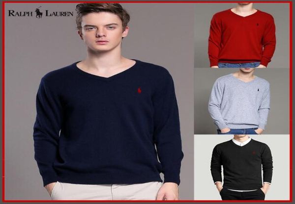 Neuer Designer -Pullover Pullover Men039s Marke Shirt Longsleeved Vneck Cashmere Mix Pony Pullover Winter Men039s Kleidung 88 5986360