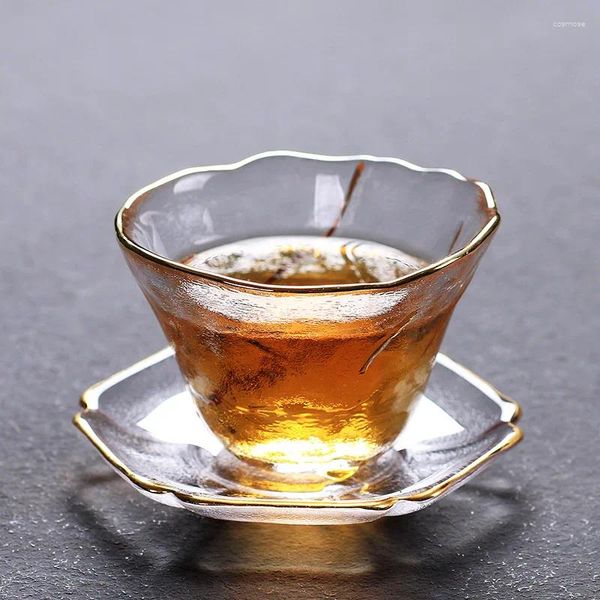 Tassen Untertassen verdickte Mädels Teetasse und Untertassen -Set kreative schöne goldene Randglas chinesischer Teetasse Kristall kleiner Wein Espresso