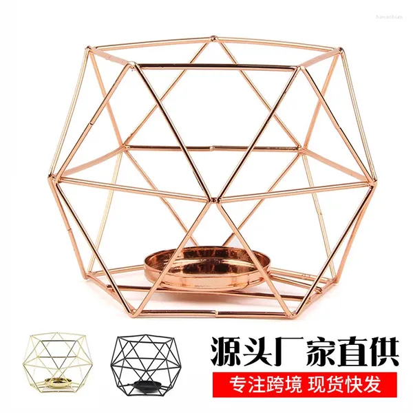 Candele 2pc Porta di metallo geometrica di alta qualità Candlestick Ornament Tea Light Day Date