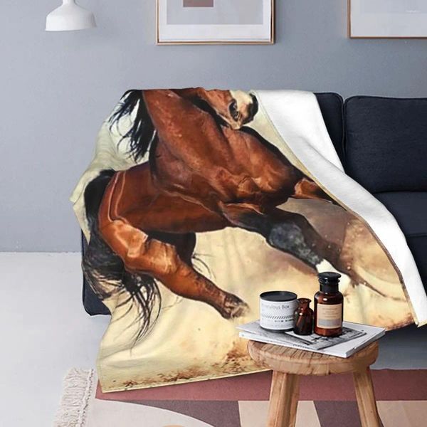 Coperte Horse 3D Art coperta flanella primavera autunno anima animale traspirante tiro sottile per letti per letti del divano del letto