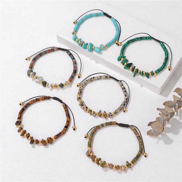 Bracelets de charme naturais de cristal nãokites rondelle miçangas irregularr ladra alongamento para homens homens jóias de meninas presentes