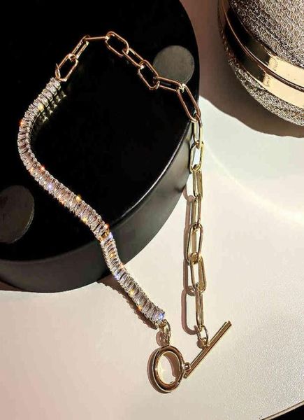 Colar de cristal geométrico de criatividade para mulheres principais designers jóias de luxo Jóias de pescoço embutido de alta qualidade AAA zircão sufocante Y041427450