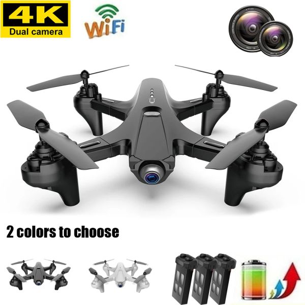 Drones RC Drone com WiFi FPV e 4K HD Dual Camera Photography Aircraft Aeronave dobrável Bateria Life