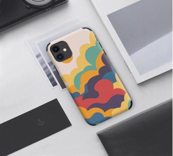 Arco -íris retro europeu e americano para mapear a caixa de celular personalizada para Apple iPhone 12 Pro Max Mobile Teleol Case sem fio CHA3198065