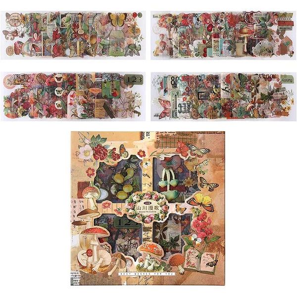 Hediye sargısı 500pcs/100sheets çiçek çıkartma seti vintage scrapbooking çıkartmaları Şeffaf Çıkartmalar Günlüklendirme Defter için Pet