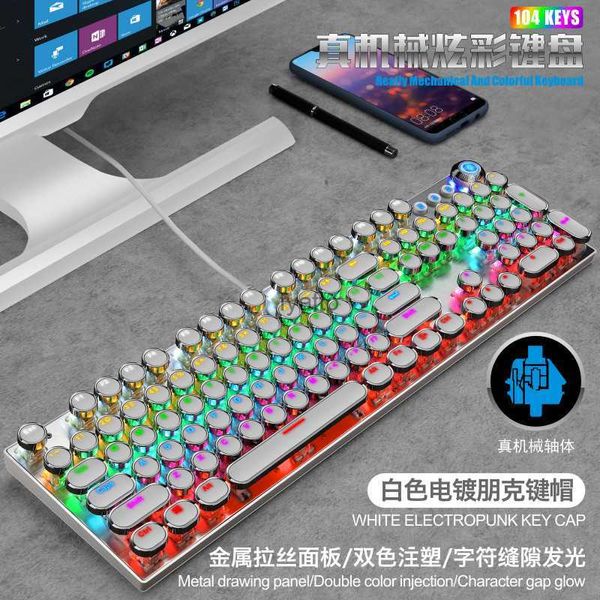 Tastaturen K800 Grüne Achse True Mechanical Keyboard Multimedia Knob verkabelt lumineszierende eSports Hühnchen essen H240412
