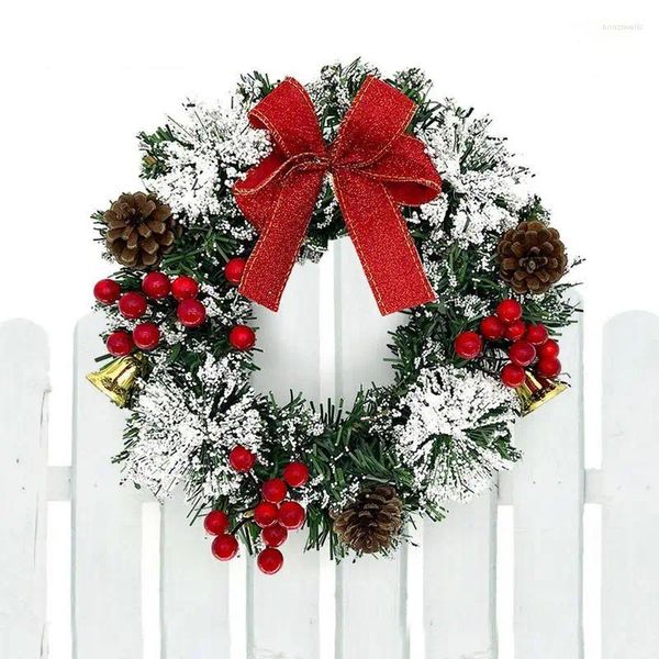 Декоративные цветы рождественские окна венок для отдыха для входной двери с сосновыми конусами и колокольчиками.