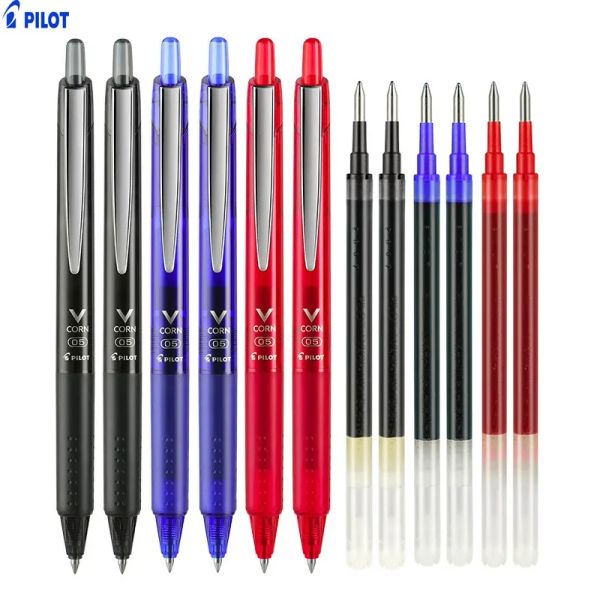 Kalem Pilot Vcorn Knock Retractable Haddeleme Balo Kalemi, 0,5mm Ekstra İnce Nokta Tüküremli Pürüzsüz Yazma Kalemleri, Mavi Siyah Kırmızı Mürekkebi Değiştirin