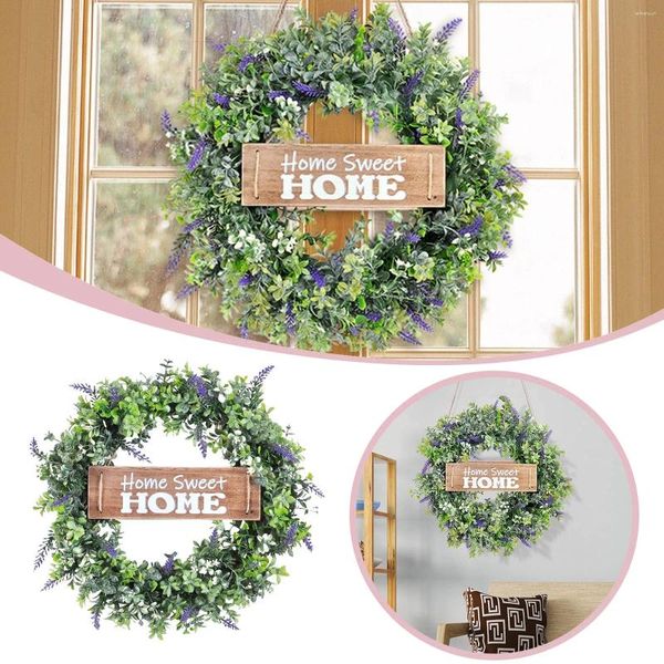 Flores decorativas Estilo americano Bem -vindo simulação Wreath Door Decoração Festa de Festa de Natal Luzes de Natal