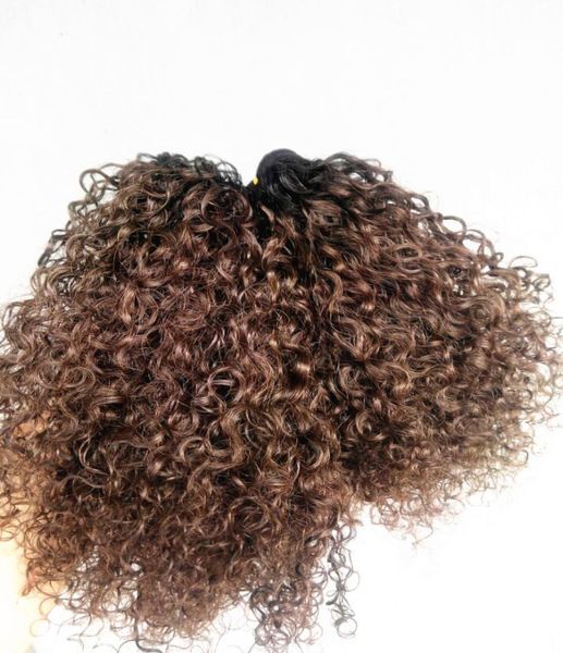 Fashion Brasilian Human Virgin Remy Capelli ricci Curly Chief Human Doppio Drawn Hair Extensions Ombre Color 1B4 Brown2849774