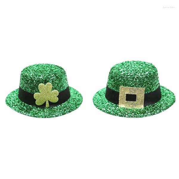 FESTIMENTOS DE FESTO ST PATRICK DIA CELEBRAÇÃO Festival de cabelo PIN PIN de lantejoulas mini -hat hat houclip coutedress acessórios de cabeça de férias 10cf