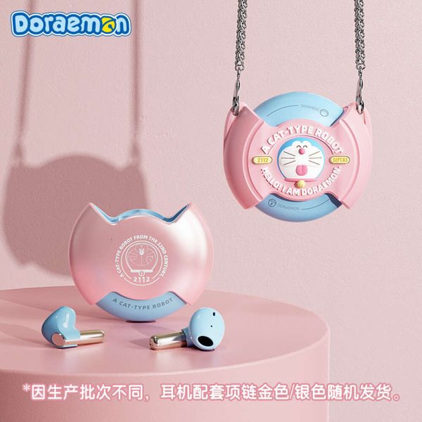 Doraemon/Rock Tws Karikatür Asılı Boyun Taşınabilir Mini Dönen Bluetooth Kulaklıklar