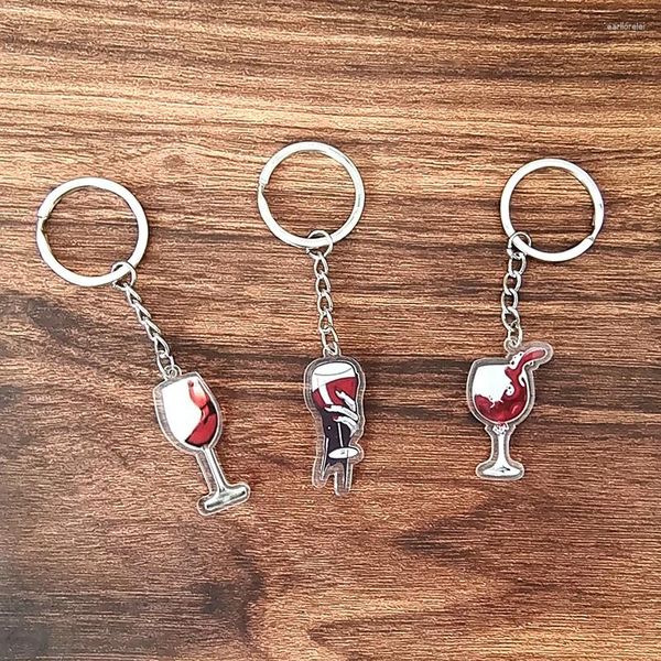 Keychains acrílico cálice de vidro de vinho tinto para homens presentes exclusivos criativos engraçados de sacolas de sacol