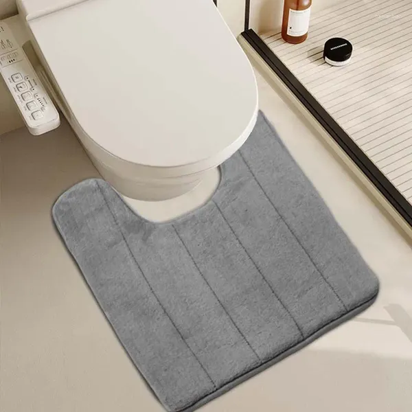 Tapetes de banho tapete de algodão microfibra Tapete de vaso sanitário em forma de U Tapete de banheiro lavável e macio lavável