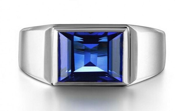 Victoria Wieck Men Jóias de moda Solitaire 10ct Blue Sapphire 925 Sterling Silver simulado Diamante Band Ring Gif5247579