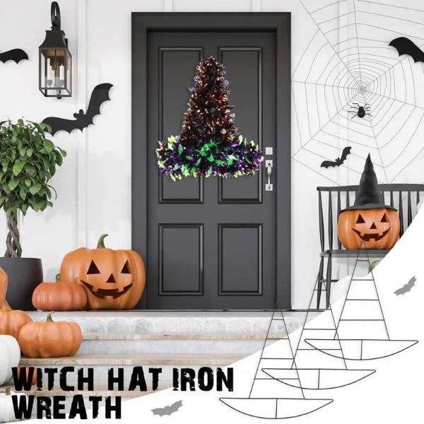 Dekorative Blumen Halloween Herbst Kürbiskranz Metalldraht Rahmen Bauernhaus Vordertür Dekor DIY Hanging Form Thanksgiving Basteln