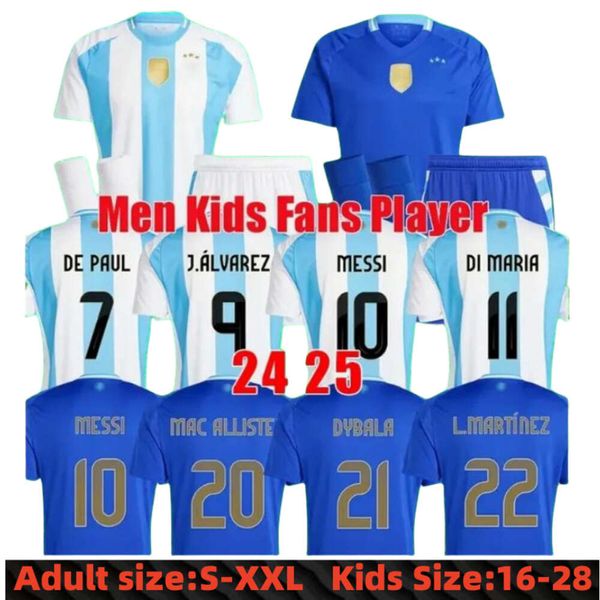 2024 Samsung Mesis Fan Player Argentina Samsung Mac Allister Di Maria Martinez de Paul Maradona24-25 Maglie da calcio per bambini Set Football Jersey