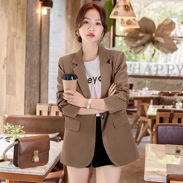 Abiti da donna 2024 primavera autunno kaki abito da donna giacca da moda blazer a maniche lunghe coreane femminile accogliente cappotto da donna casual blazer top