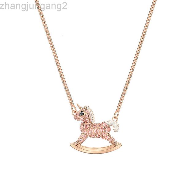 Designer Swarovskis jóias xi jia 1 1 modelo original Dream Carousel Colar Female Swallow Element Cristal Chain Chain Feminino Representante