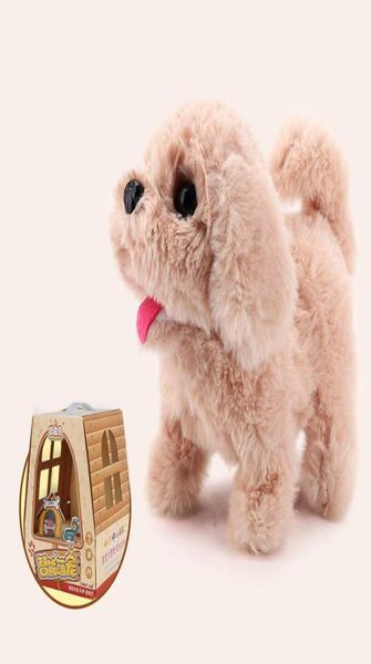 Pelite elettroniche Plush Simulazione Toy Simulazione Plush Dog Robot Walking Interactive Shake the Tail Toy Dog Bambini Birth Baby Gift9081122